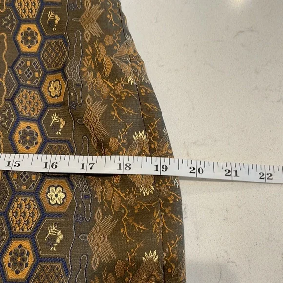 RALPH LAUREN 100% Silk & Gold Crane Tapestry Sleeveless Dress 10 - Picture 10 of 11